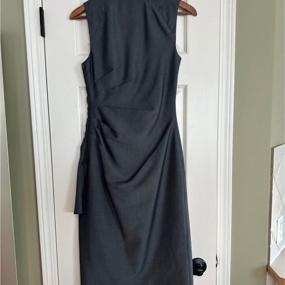 Lida Baday Gathered Black Taffeta Silk Blend Sleeveless Radzimir Dress sz 2 - Picture 2 of 6